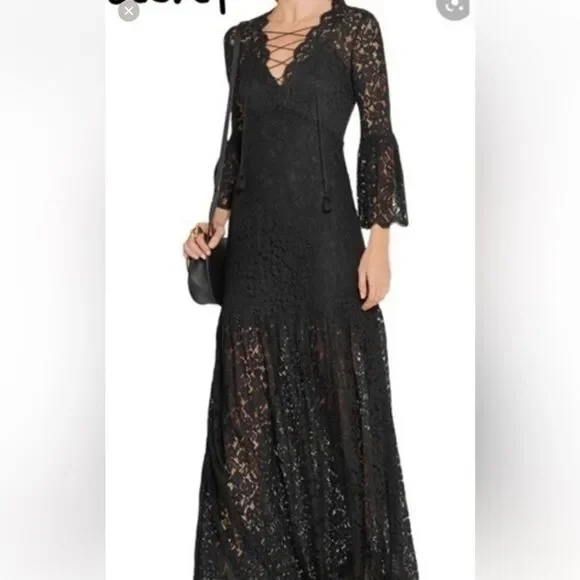 Rachel Zoe NWT Adoni black lace maxi dress